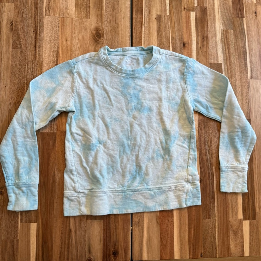 Athleta Girl Blue Tie Dye Sweatshirt‎ Long Sleeve Thumbhole Pullover Size S 7